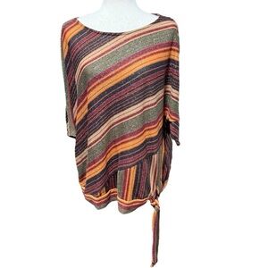 Cocomo Striped Glitter Sparkle Multicolor Top Size 3X Tie Waist Metallic Event
